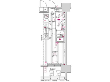 グランド・ガーラ川崎西口(1K/12階)の間取り写真