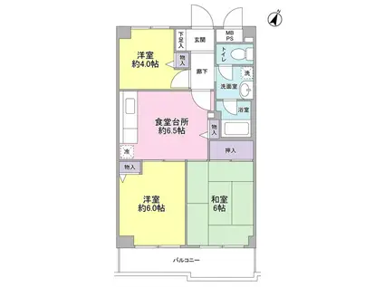 たまプラーザソフィーナ 2(3DK/3階)の間取り写真