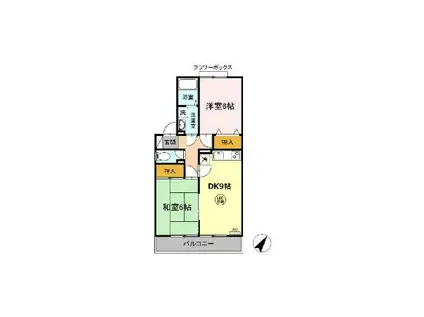 ヒルサイドタウンAB(2DK/1階)の間取り写真