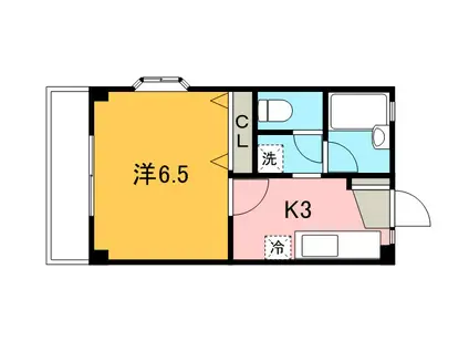 パークサイド3(1K/1階)の間取り写真