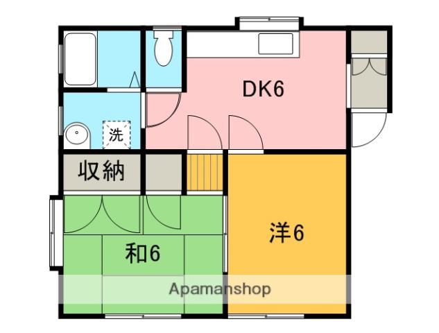 コーポかがやきⅡ(2DK/1階)の間取り写真
