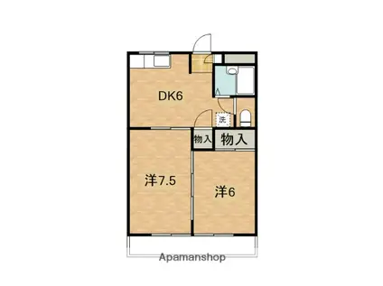 カナディアンハイツB(2DK/3階)の間取り写真