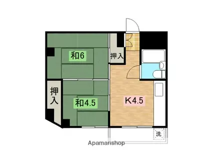 ハイツ熊倉(2K/3階)の間取り写真