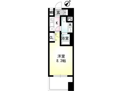 PRISM COURT 川崎(1K/4階)の間取り写真