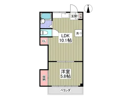 東和パレス(1LDK/3階)の間取り写真