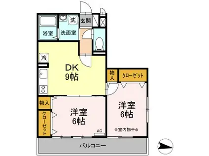 グランディールナギサワ(2DK/2階)の間取り写真