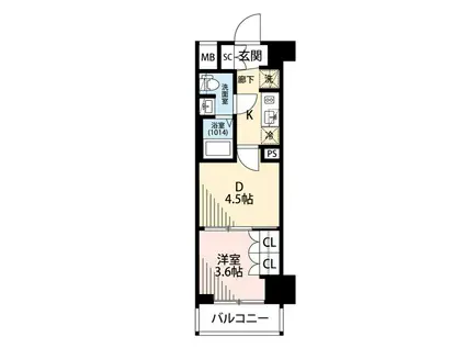 プレール・ドゥーク川崎Ⅳ(1DK/4階)の間取り写真