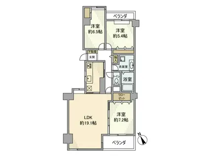 日吉ロイヤルマンション(3LDK/5階)の間取り写真