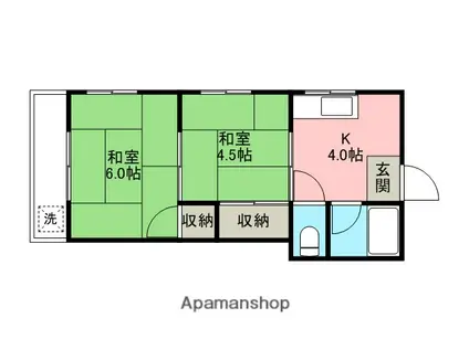 グリーンハイツ(2K/1階)の間取り写真