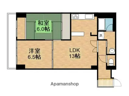 バードタウン2番館(2LDK/4階)の間取り写真