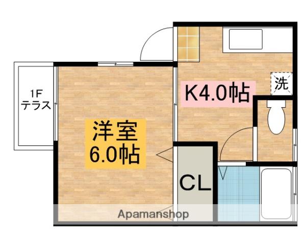 アパートメントノダメ(1K/1階)の間取り写真