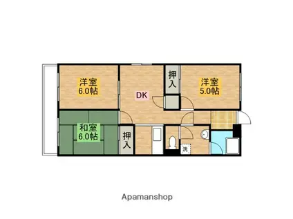 城所マンション(3DK/1階)の間取り写真