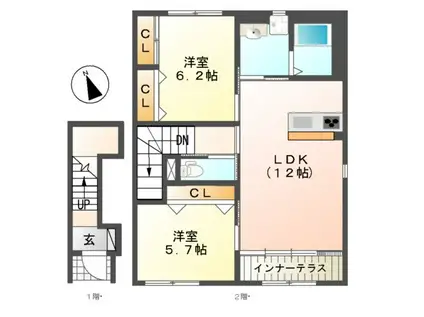 ブロッサム(2LDK/2階)の間取り写真
