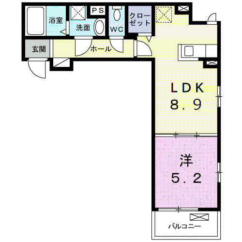 アマネセル(1LDK/2階)の間取り写真