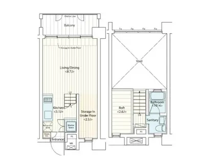 ドゥーエ新丸子(ワンルーム/2階)の間取り写真