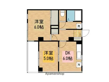 レジデンスカガワ(2DK/3階)の間取り写真