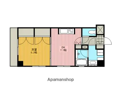 フレア川崎(1DK/6階)の間取り写真