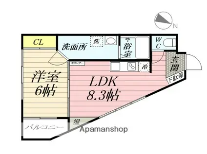 ウノビスタ鶴見A(1LDK/3階)の間取り写真