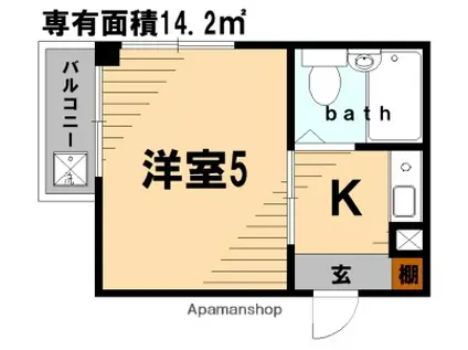 ピアサイド横浜(1K/2階)の間取り写真