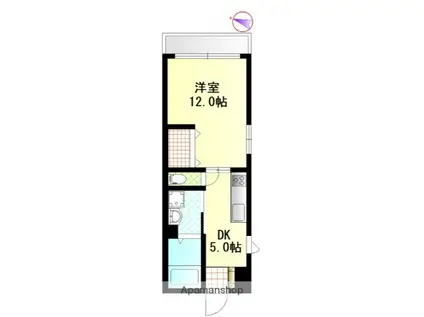 清水ビル(1K/3階)の間取り写真