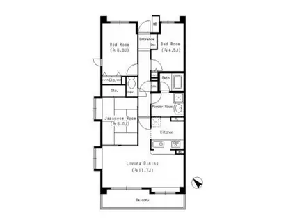 ブルーリーフヒルズ(3LDK/1階)の間取り写真
