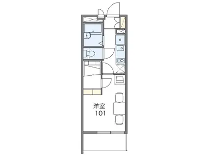 レオパレス谷中(1K/3階)の間取り写真