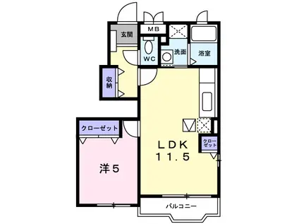 コリーヌ・M(1LDK/1階)の間取り写真