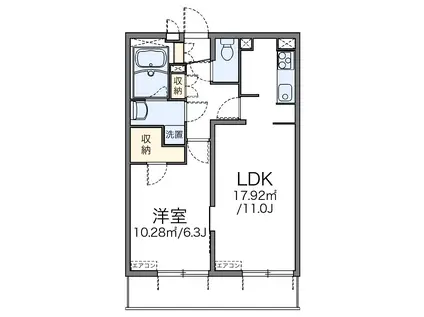 レオパレスベルファム(1LDK/4階)の間取り写真