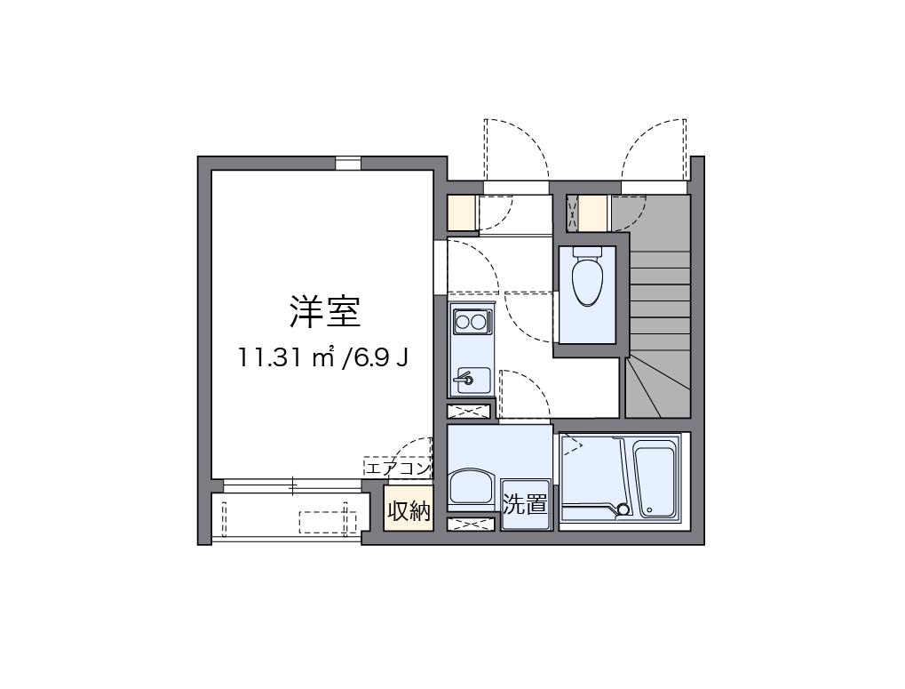 クレイノOTANI Ⅳ(1K/1階)の間取り写真
