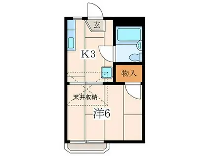 リーベマルサン A(1K/2階)の間取り写真