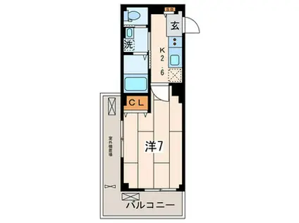 ラ・メール ヒダカ 関内(1K/2階)の間取り写真