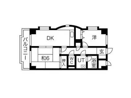 アブニール根岸(2DK/3階)の間取り写真