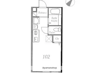 プレミアムコート和田町1(ワンルーム/1階)の間取り写真