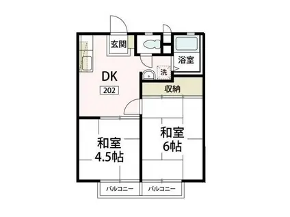 ルミエール日向山(2DK/2階)の間取り写真