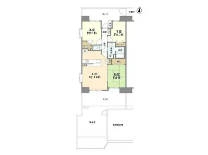 ダイアパレス湘南平塚(3LDK/1階)の間取り写真