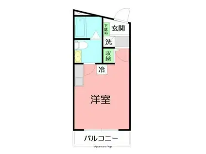 DEN鷹取Ⅱ(ワンルーム/1階)の間取り写真