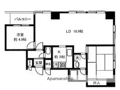 ストークタワー大通公園1(2LDK/9階)の間取り写真