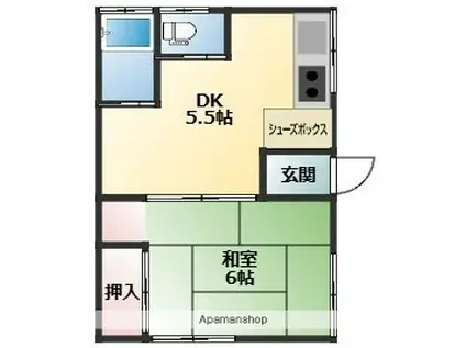 かえで荘(1DK/1階)の間取り写真