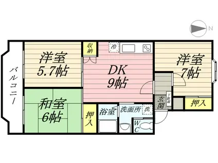 ウエストヒル湘南台(3DK/2階)の間取り写真