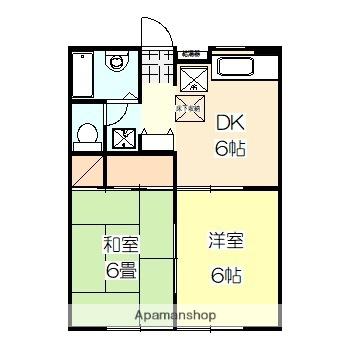 コーポこみや(2DK/1階)の間取り写真