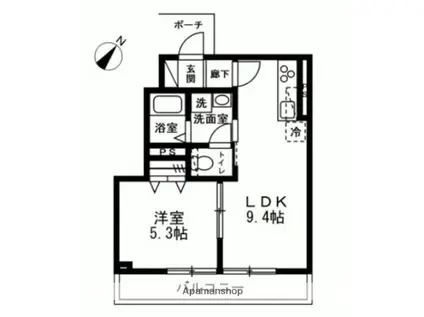 オスト六浦(1LDK/1階)の間取り写真