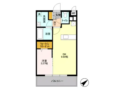 アイリスコート七右衛門(1LDK/2階)の間取り写真