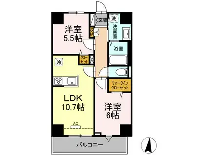 GRAND SOLEIL(2LDK/4階)の間取り写真