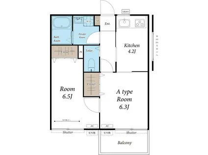 サンハイツ上永谷B(2K/2階)の間取り写真