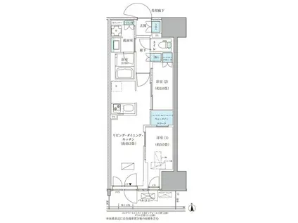 パークアクシス品川天王洲アイル(2LDK/8階)の間取り写真