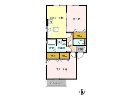 グリーンパレス舞岡(2DK/1階)の間取り写真