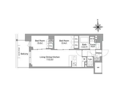 コンフォリア・リヴ大森西(2LDK/2階)の間取り写真