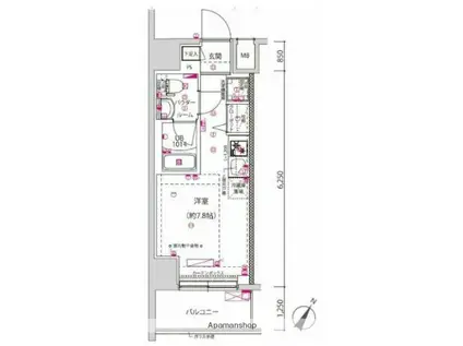 クラリッサ横浜シエル(ワンルーム/4階)の間取り写真