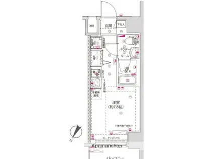 クラリッサ横浜シエル(ワンルーム/7階)の間取り写真