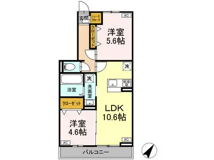 アニバーサリー(2LDK/2階)の間取り写真